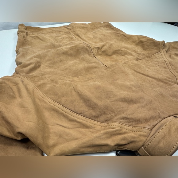 Surface to Air Seasaw Biker Jacket Tan Nubuck Leather Motorcycle Neck Straps M - Picture 16 of 16